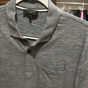 Ted Baker Men’s Gray / Blue Polo Shirt for Men - Size 3 Small Like New